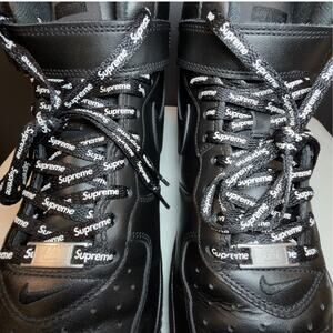 Nike Air Force 1 Mid Supreme Box Logo Triple Black FZ8784-001 Size 12